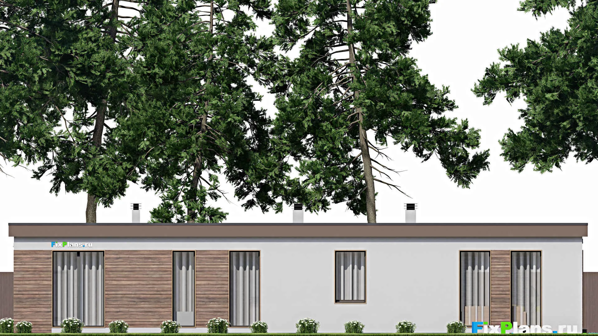 F-8864 - Проект одноэтажного дома 10 на 22, площадью 180 м² с террасой и 3 спальнями