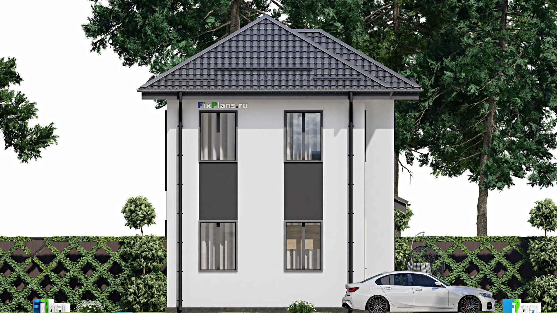 F-3356 - Проект двухэтажного дома 8 на 12, площадью 140 м² с террасой и 3 спальнями