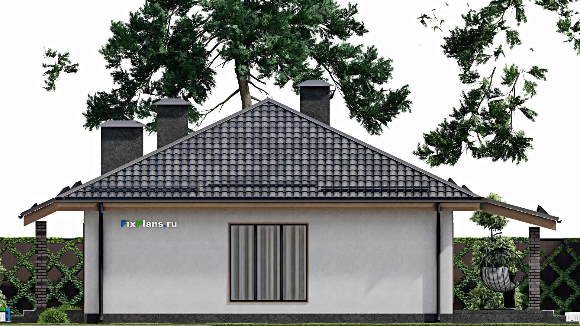 F-8081 - Проект одноэтажного дома 11 на 17, площадью 160 м² с террасой и 3 спальнями