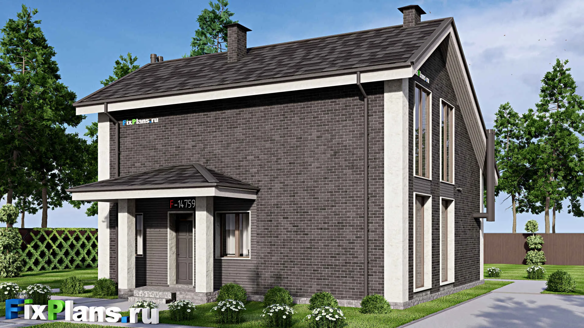 F-14759 - Проект дома с мансардой 12 на 12, площадью 120 м² с 3 спальнями