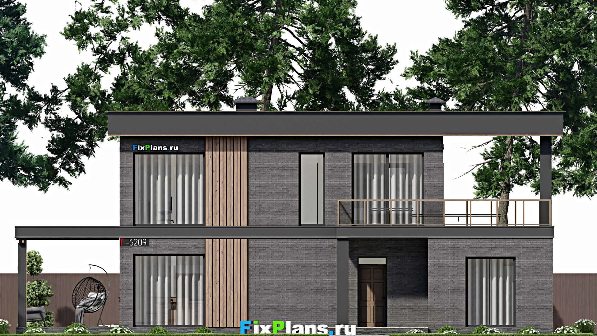 F-6209 - Планы двухэтажного дома 10 на 15, площадью 250 м² с террасой и 4 спальнями