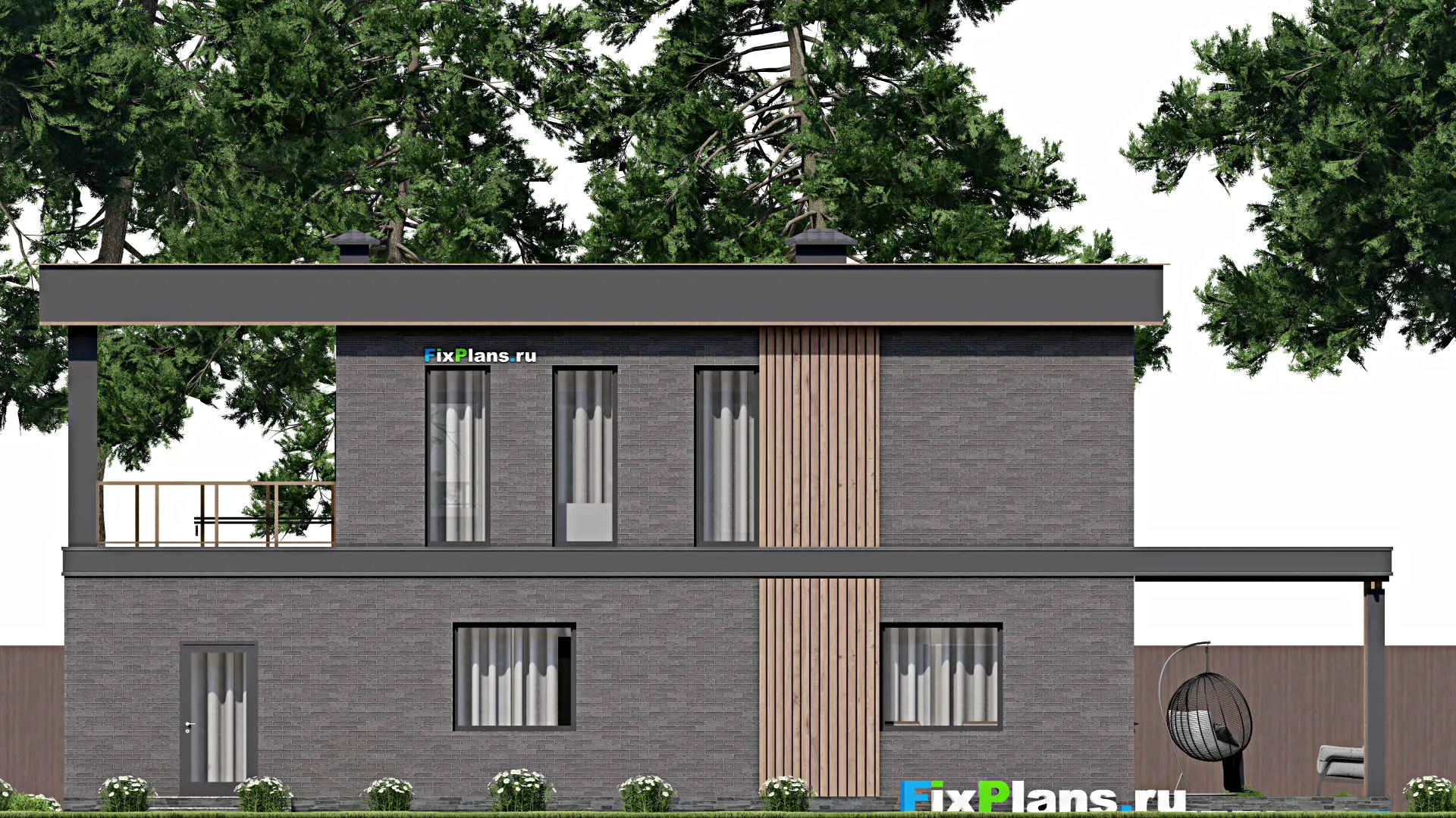 F-6209 - Планы двухэтажного дома 10 на 15, площадью 250 м² с террасой и 4 спальнями