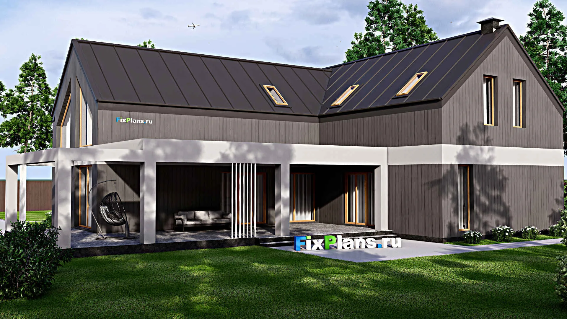 F-16514 - Проект дома с мансардой 17 на 28, площадью 410 м² с 6 спальнями