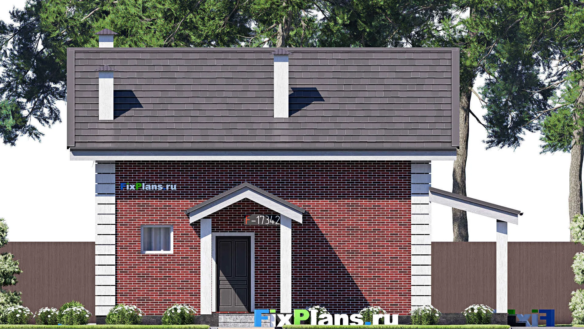 F-17342 - Проект дома с мансардой 10 на 12, площадью 120 м² с террасой и 3 спальнями