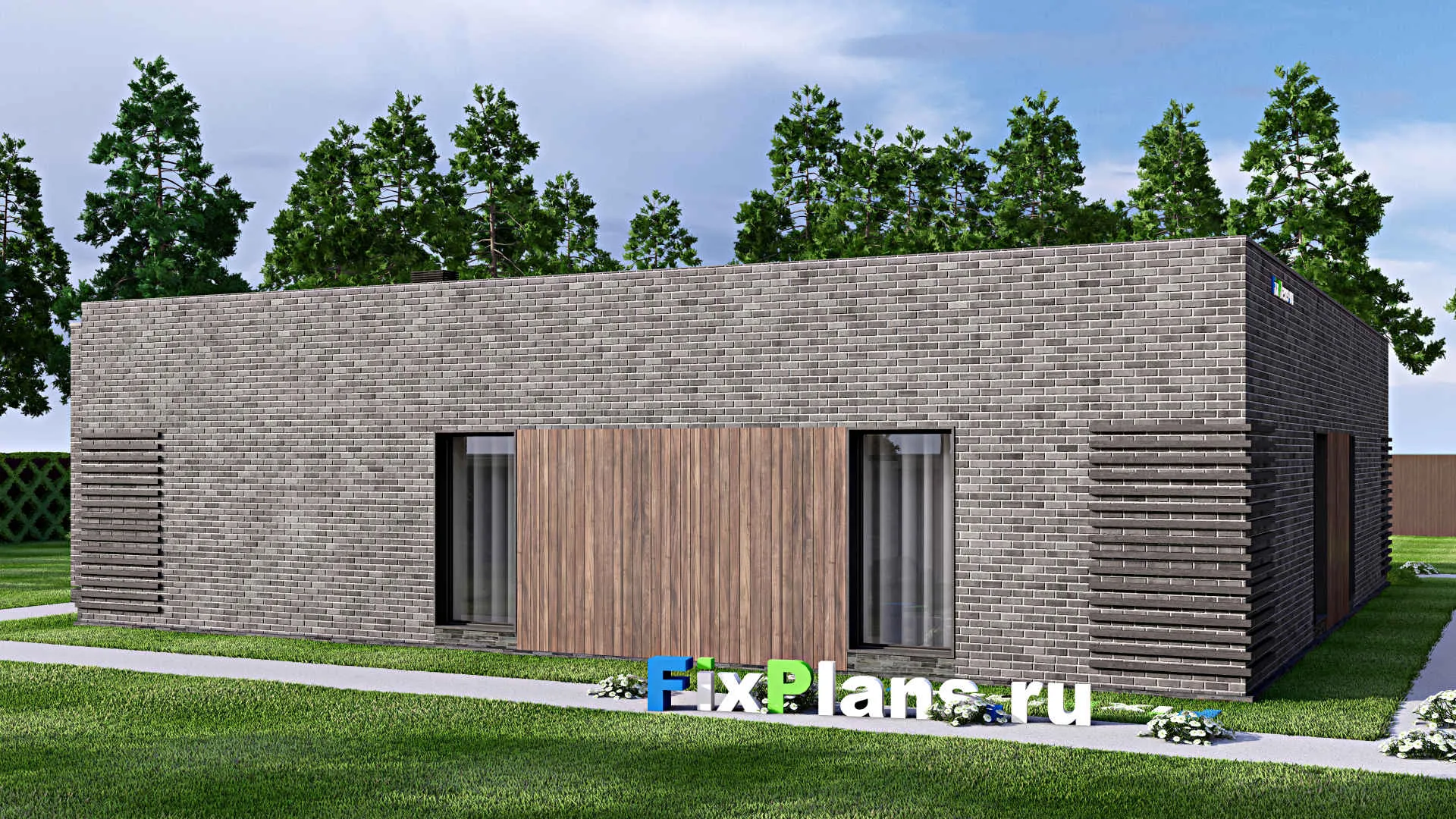 F-12986 - Проект одноэтажного дома 16 на 19, площадью 220 м² с террасой и 4 спальнями