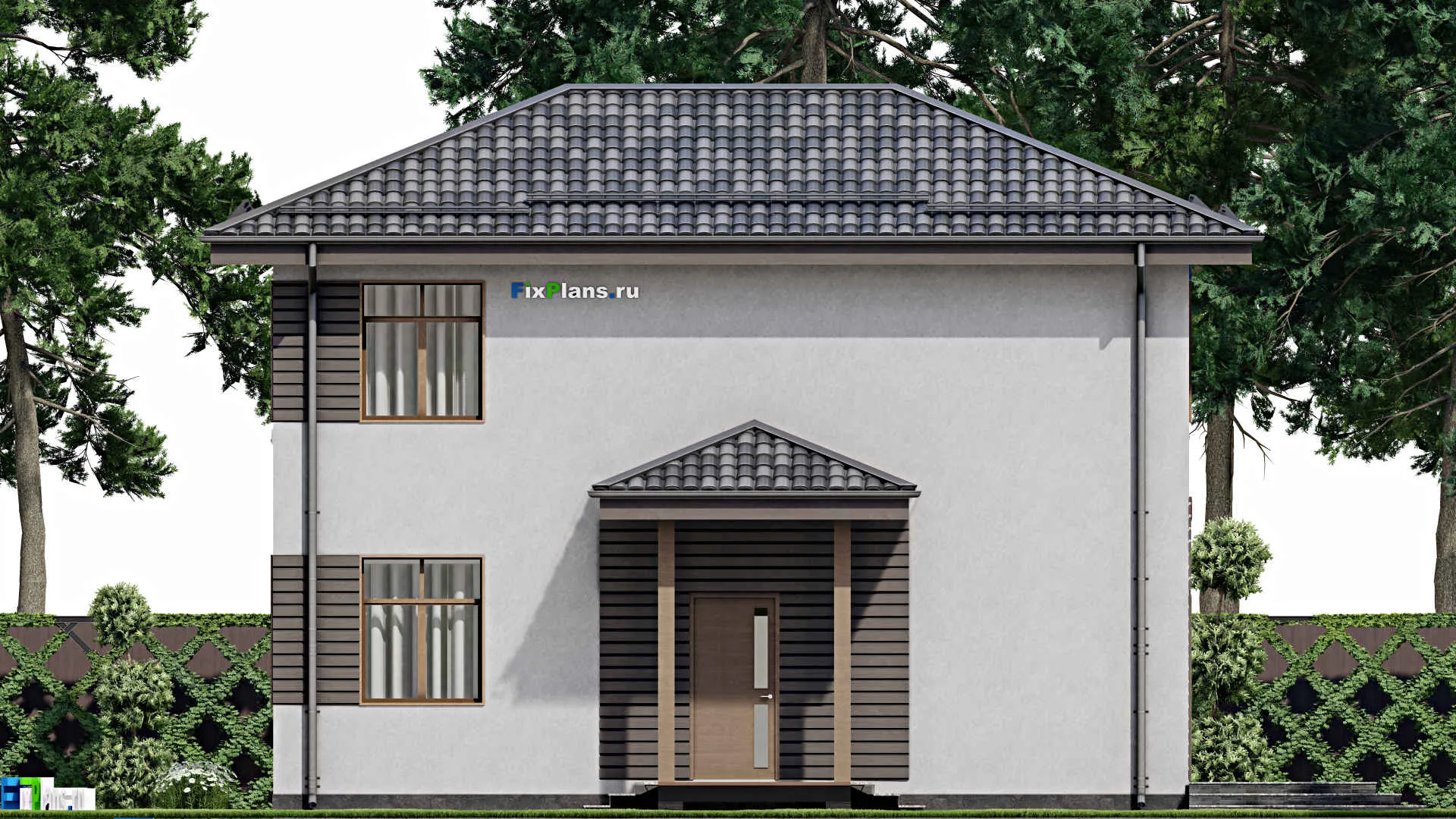 F-9953 - Проект двухэтажного дома 9 на 13, площадью 140 м² с террасой и 6 спальнями