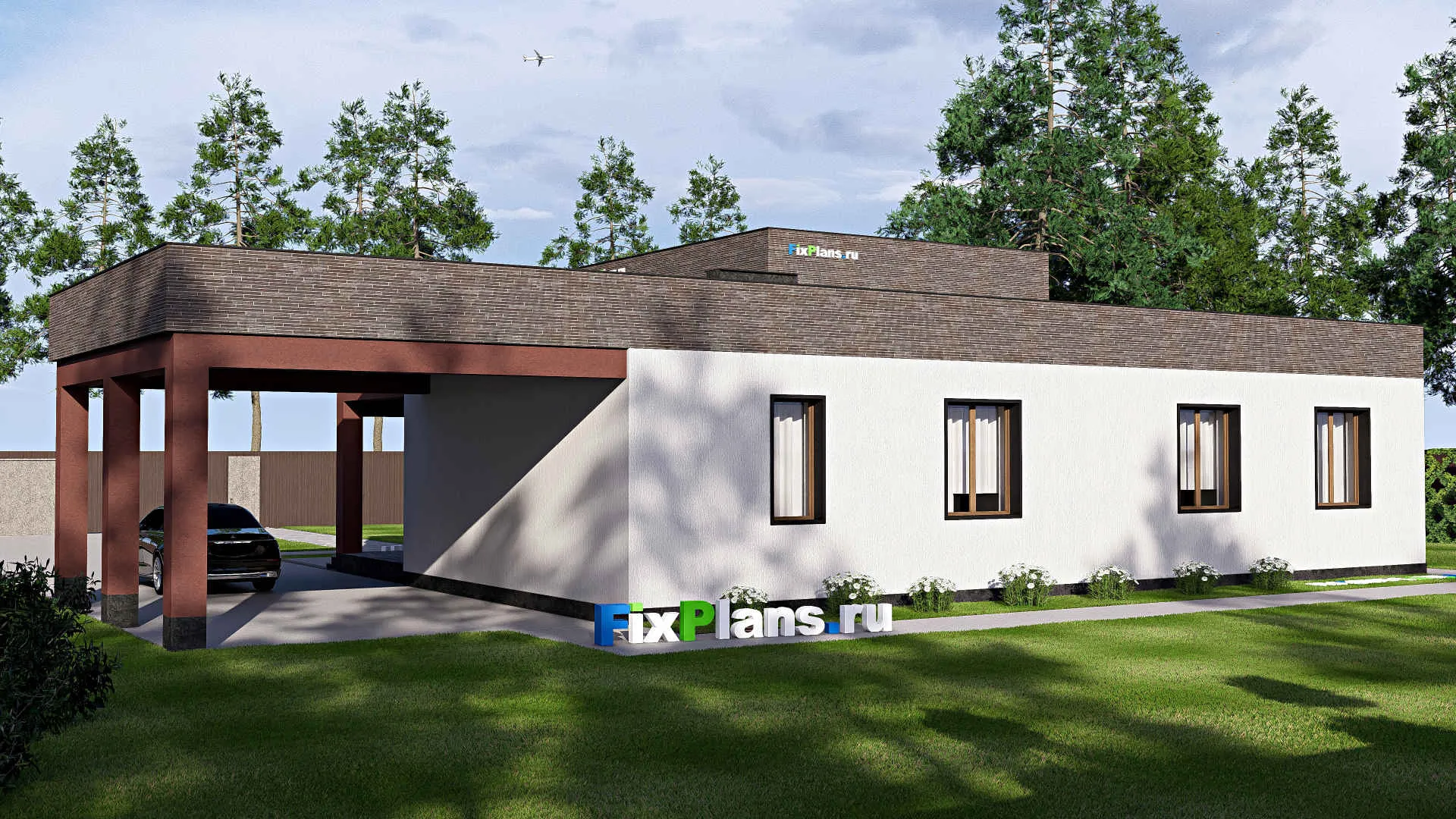 F-18836 - Проект одноэтажного дома 14 на 24, площадью 230 м² с 3 спальнями