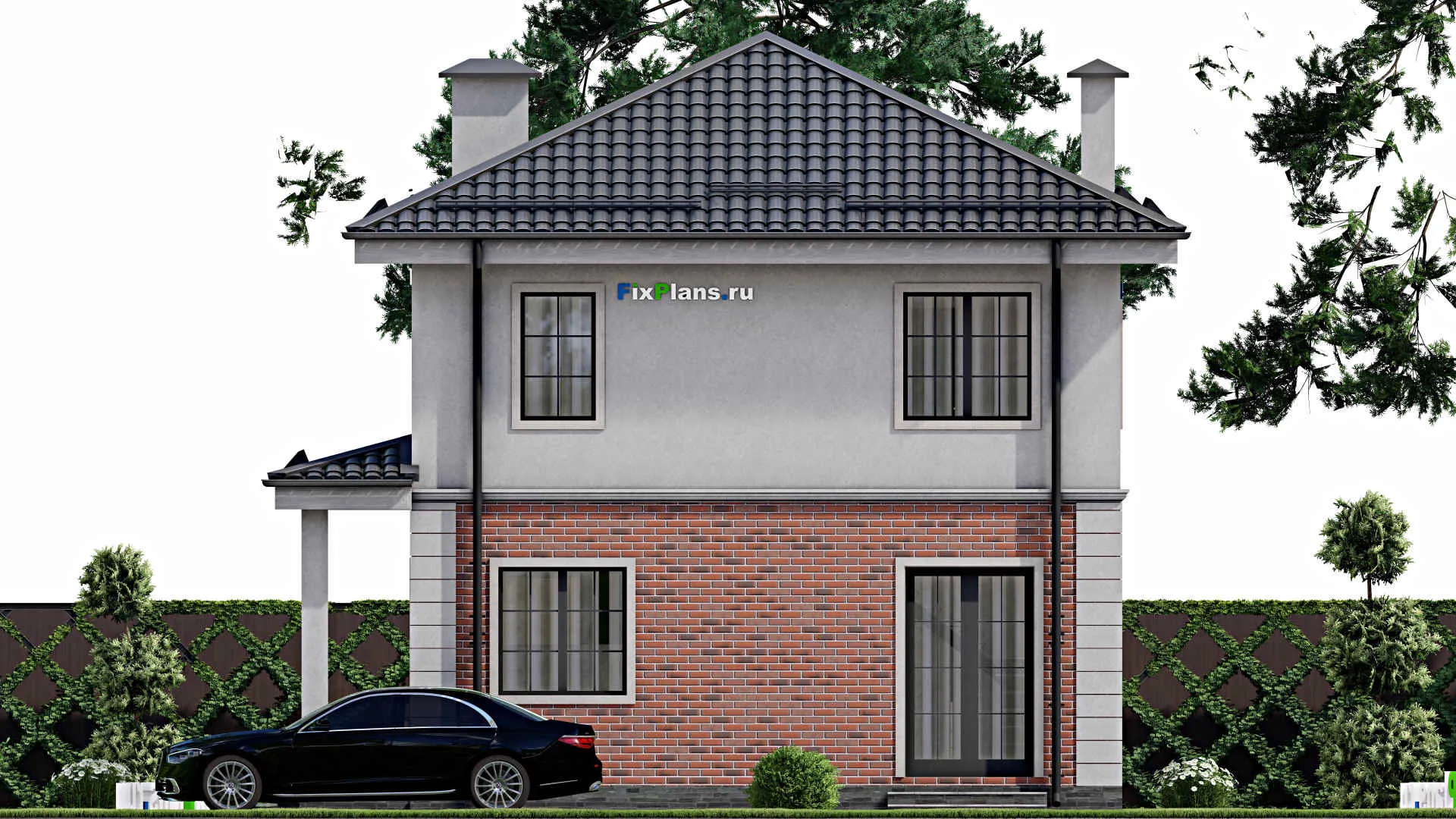 F-12410 - Проект двухэтажного дома 10 на 10, площадью 100 м² с 3 спальнями