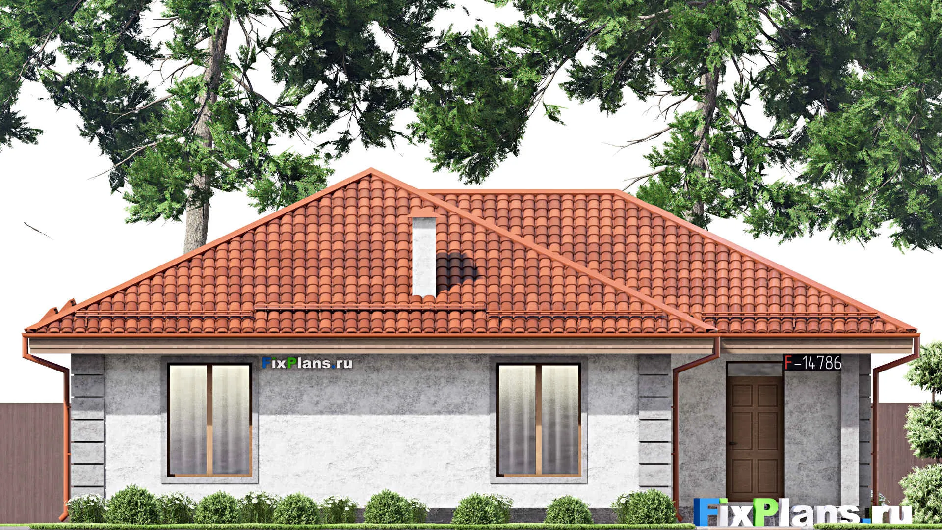 F-14786 - Проект одноэтажного дома 13 на 14, площадью 130 м² с 2 спальнями