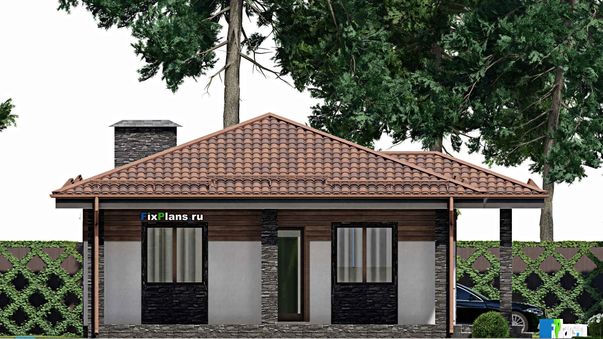 F-10457 - Проект одноэтажного дома 11 на 17, площадью 130 м² с 3 спальнями