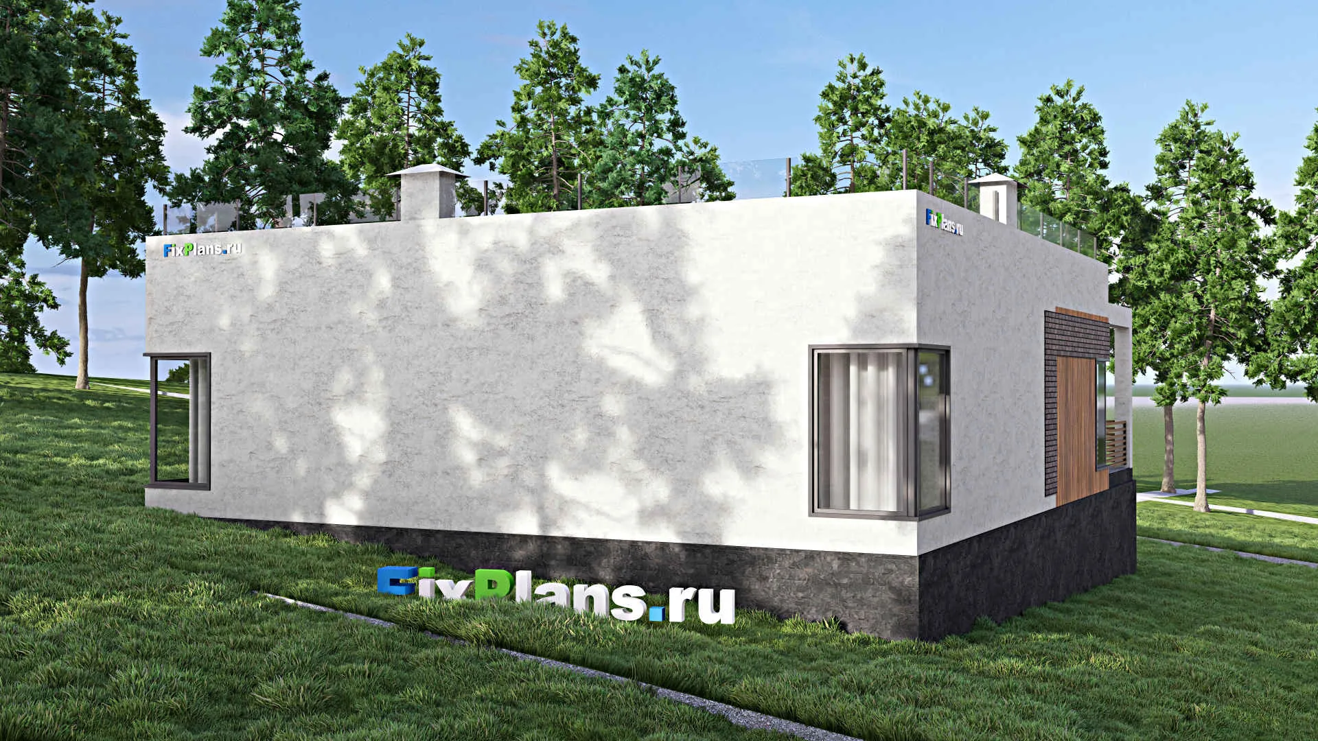 F-13265 - Проект одноэтажного дома 13 на 16, площадью 160 м² с террасой и 3 спальнями