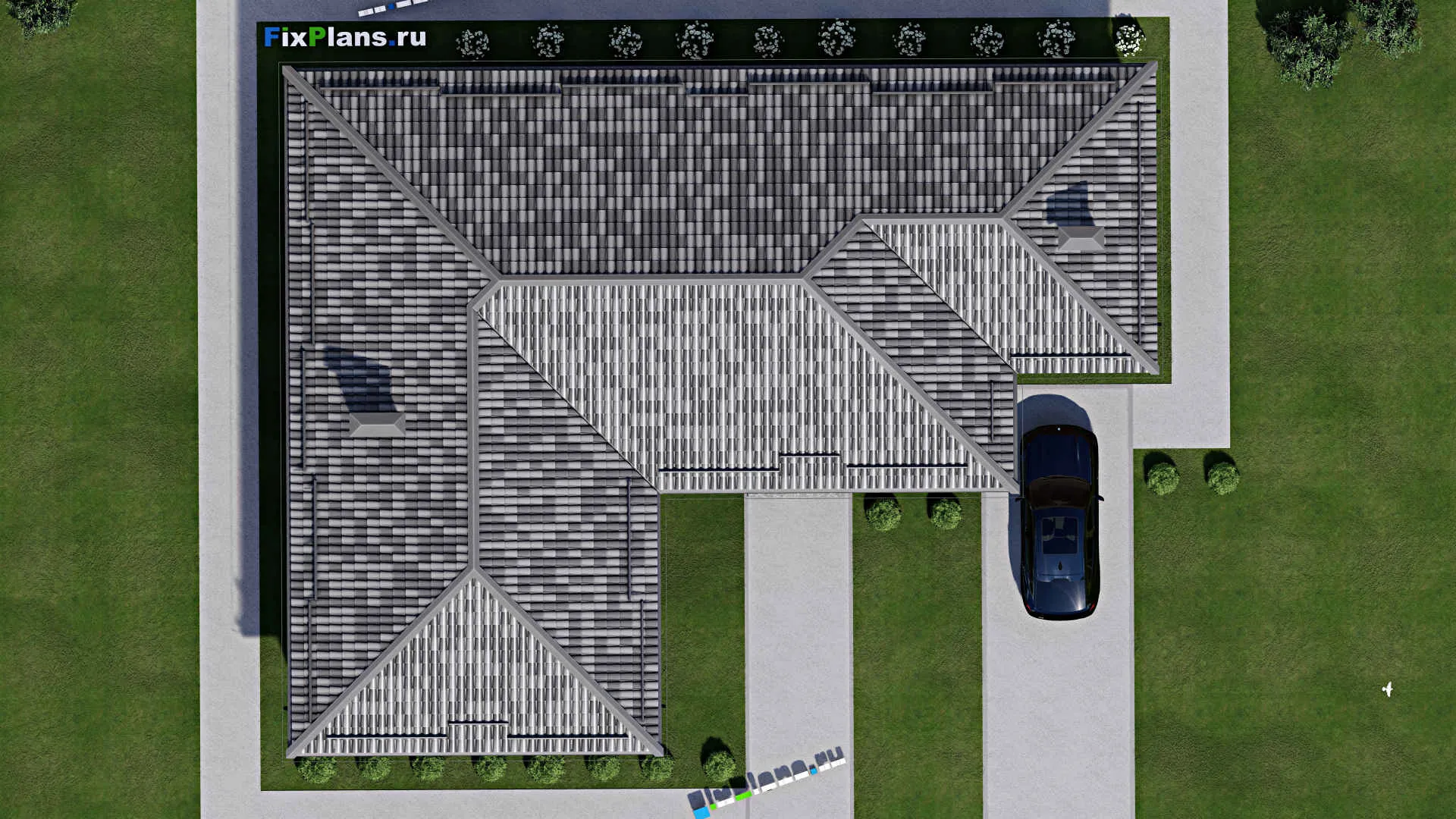 F-7604 - Проект одноэтажного дома 16 на 21, площадью 190 м² с баней, бассейном и 2 спальнями