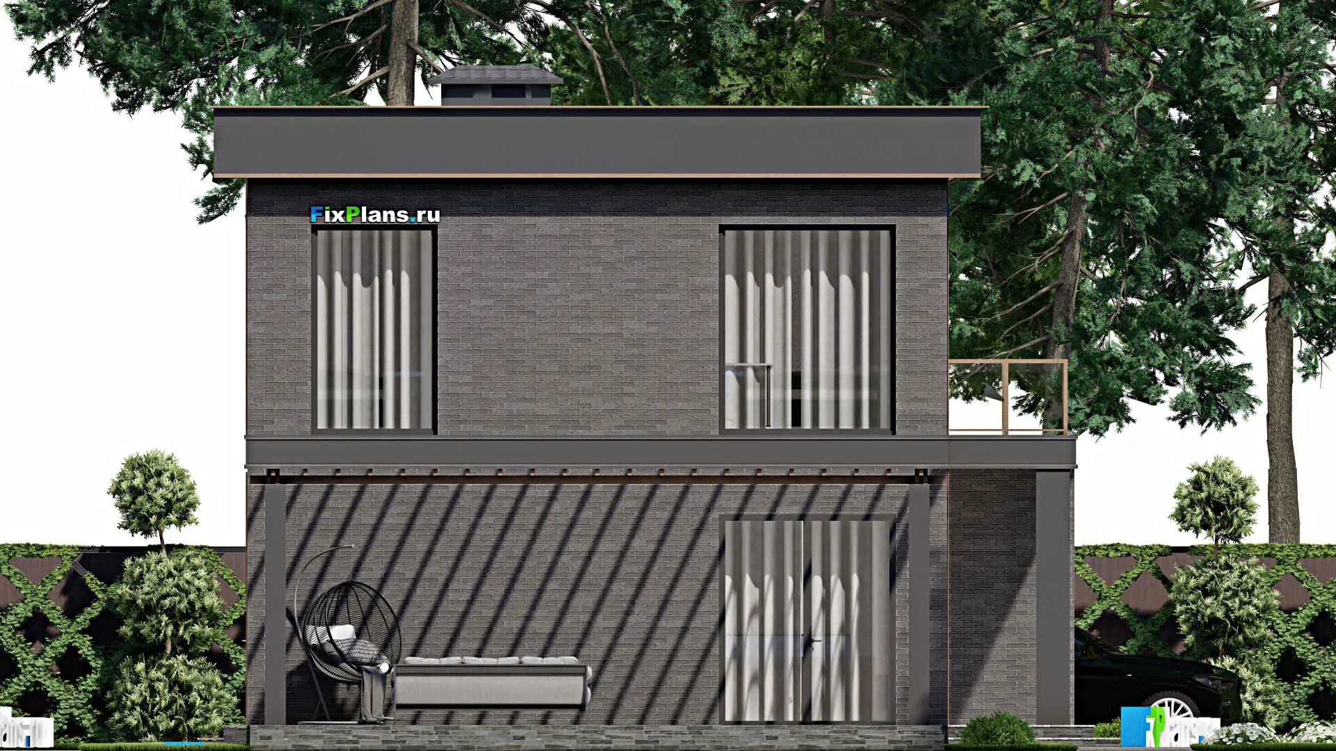 F-6209 - Планы двухэтажного дома 10 на 15, площадью 250 м² с террасой и 4 спальнями