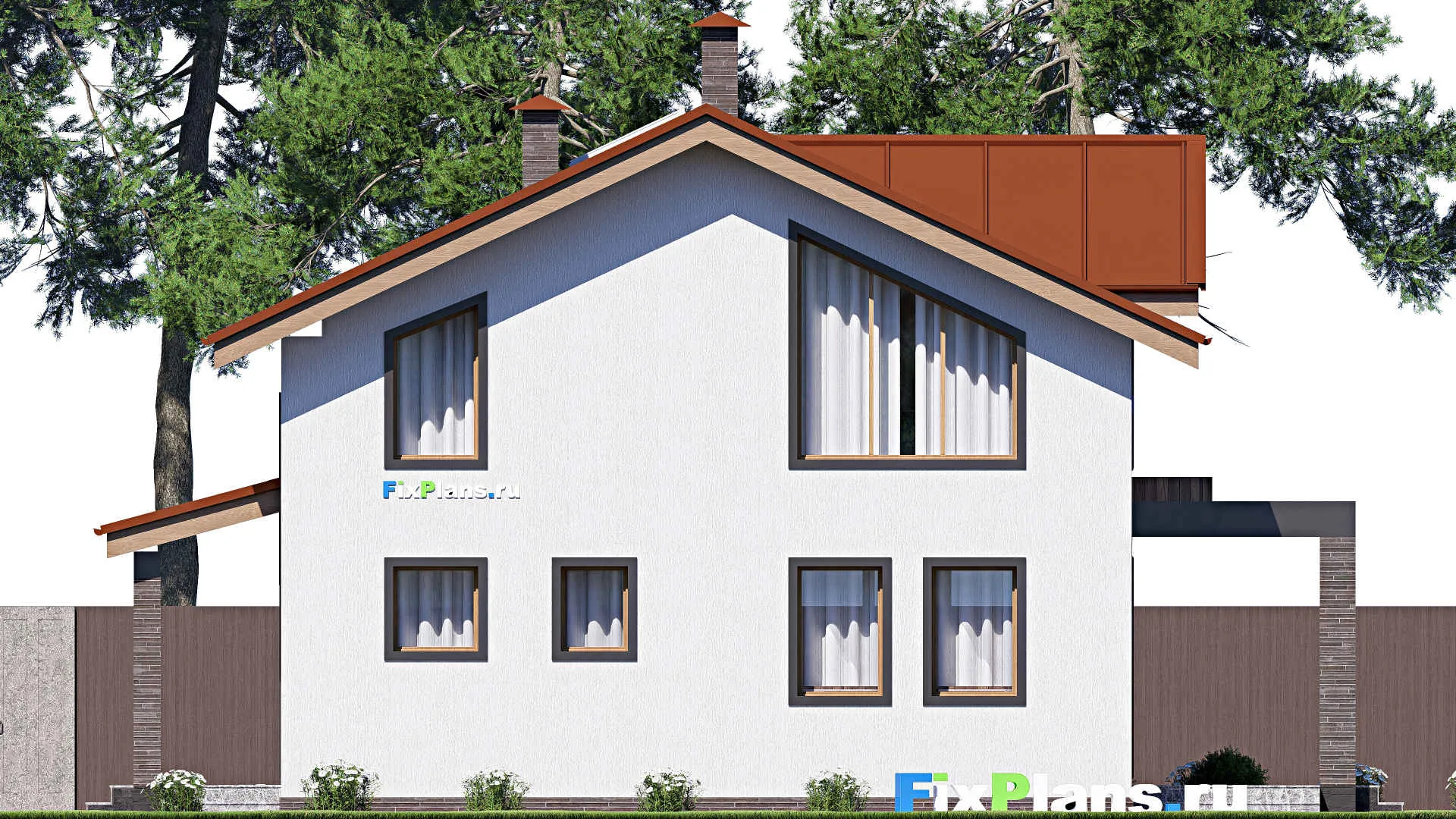 F-19502 - Проект дома с мансардой 10 на 14, площадью 160 м² с террасой, балконом и 4 спальнями