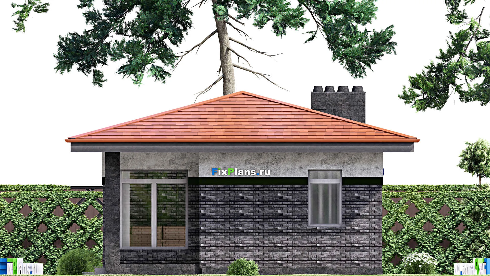 F-15047 - Проект бани 8 на 9, площадью 50 м² с комнатой отдыха и санузлом