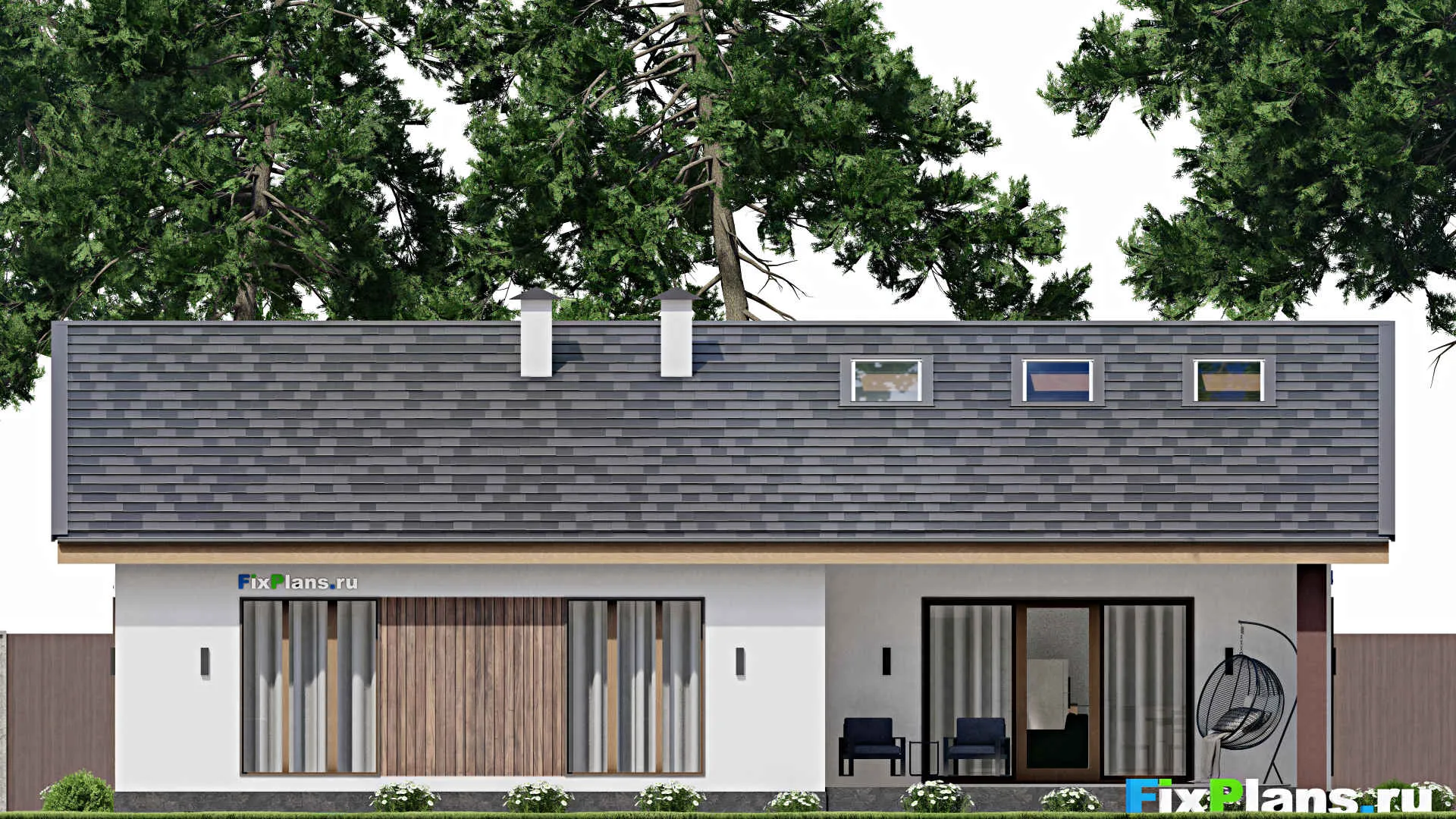 F-12230 - Проект одноэтажного дома 16 на 16, площадью 180 м² с 4 спальнями