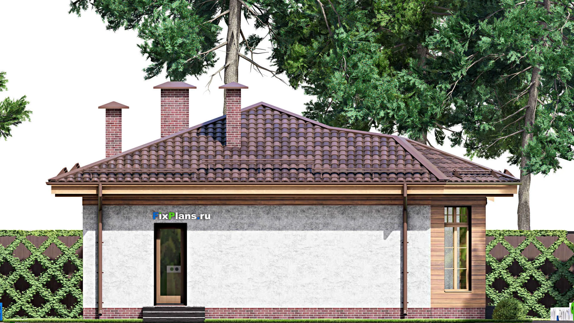 F-15515 - Проект бани 10 на 14, площадью 140 м² с комнатой отдыха, терассой, бассейном и санузлом