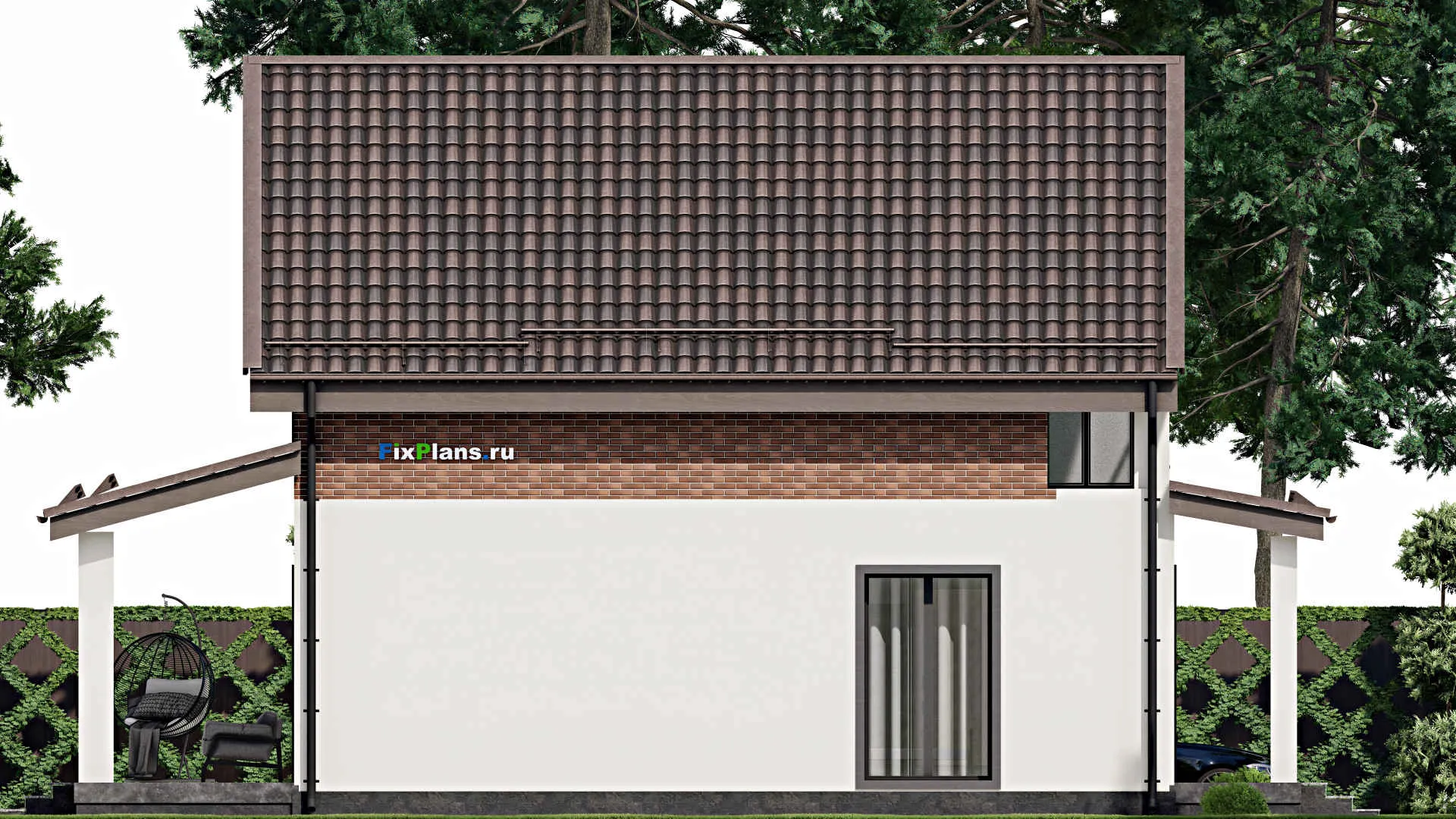 F-4706 - Проект дома с мансардой 9 на 10, площадью 150 м² с террасой, балконом и 3 спальнями