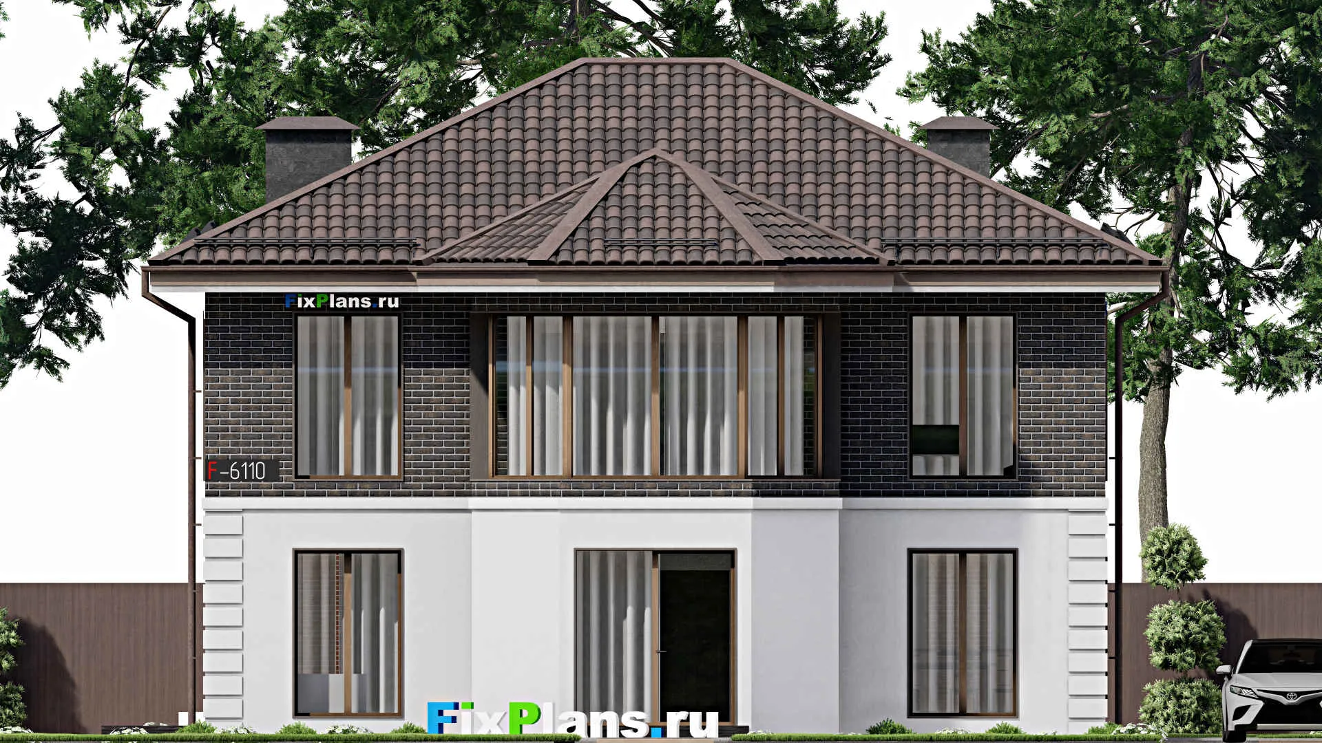 F-6110 - Проект двухэтажного дома 13 на 14, площадью 210 м² с 4 спальнями