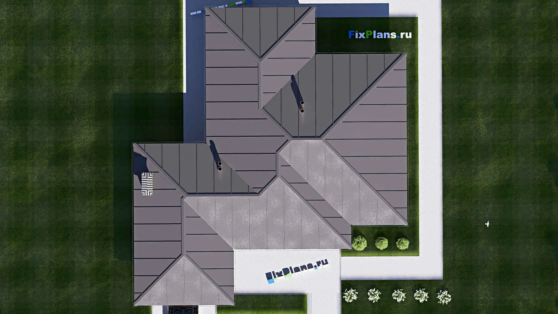F-19349 - Проект одноэтажного дома 17 на 18, площадью 150 м² с террасой, гаражом на 1 машину и 2 спальнями