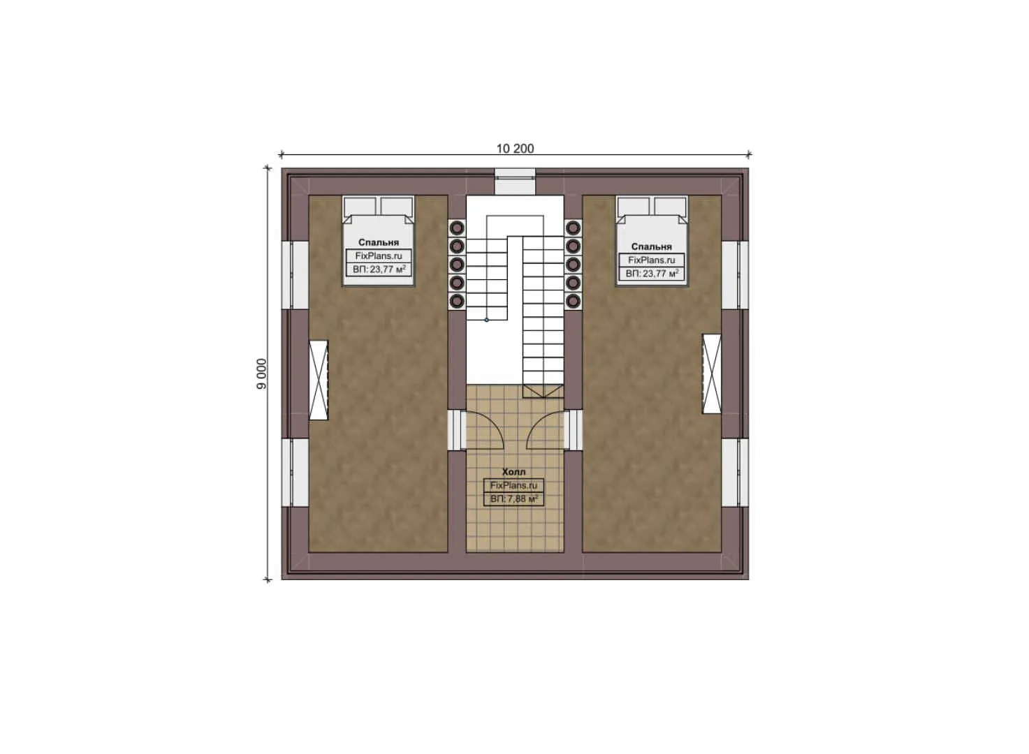 F-5669 - Планы дома с мансардой 9 на 11, площадью 220 м² с террасой, цокольным этажом и 3 спальнями