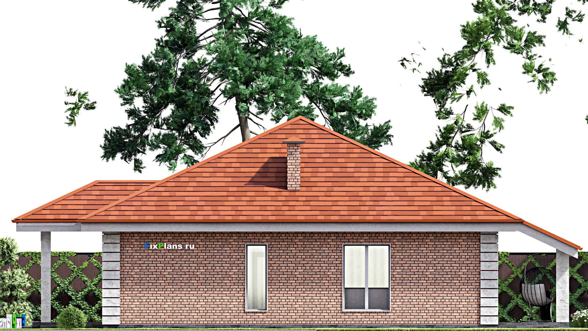 F-14066 - Проект одноэтажного дома 12 на 17, площадью 140 м² с террасой и 3 спальнями