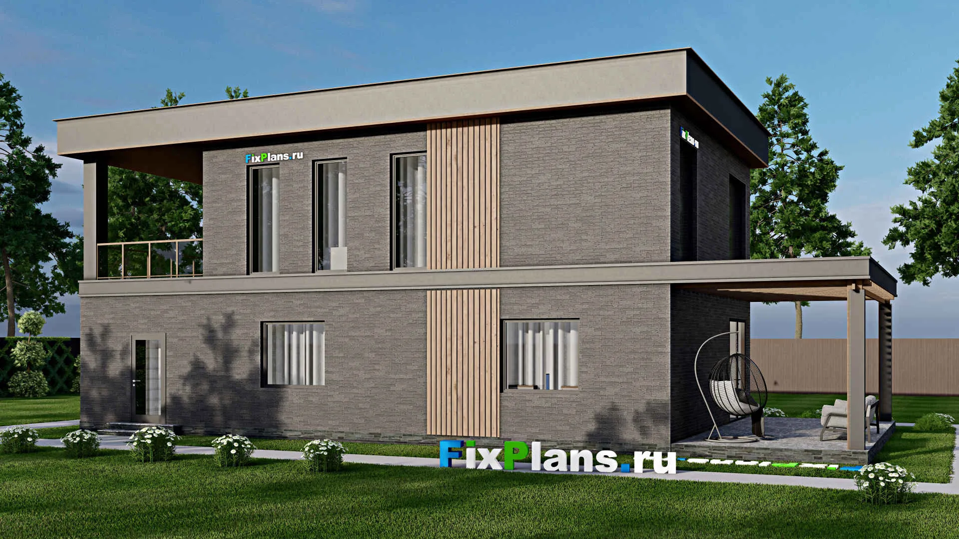 F-6209 - Планы двухэтажного дома 10 на 15, площадью 250 м² с террасой и 4 спальнями