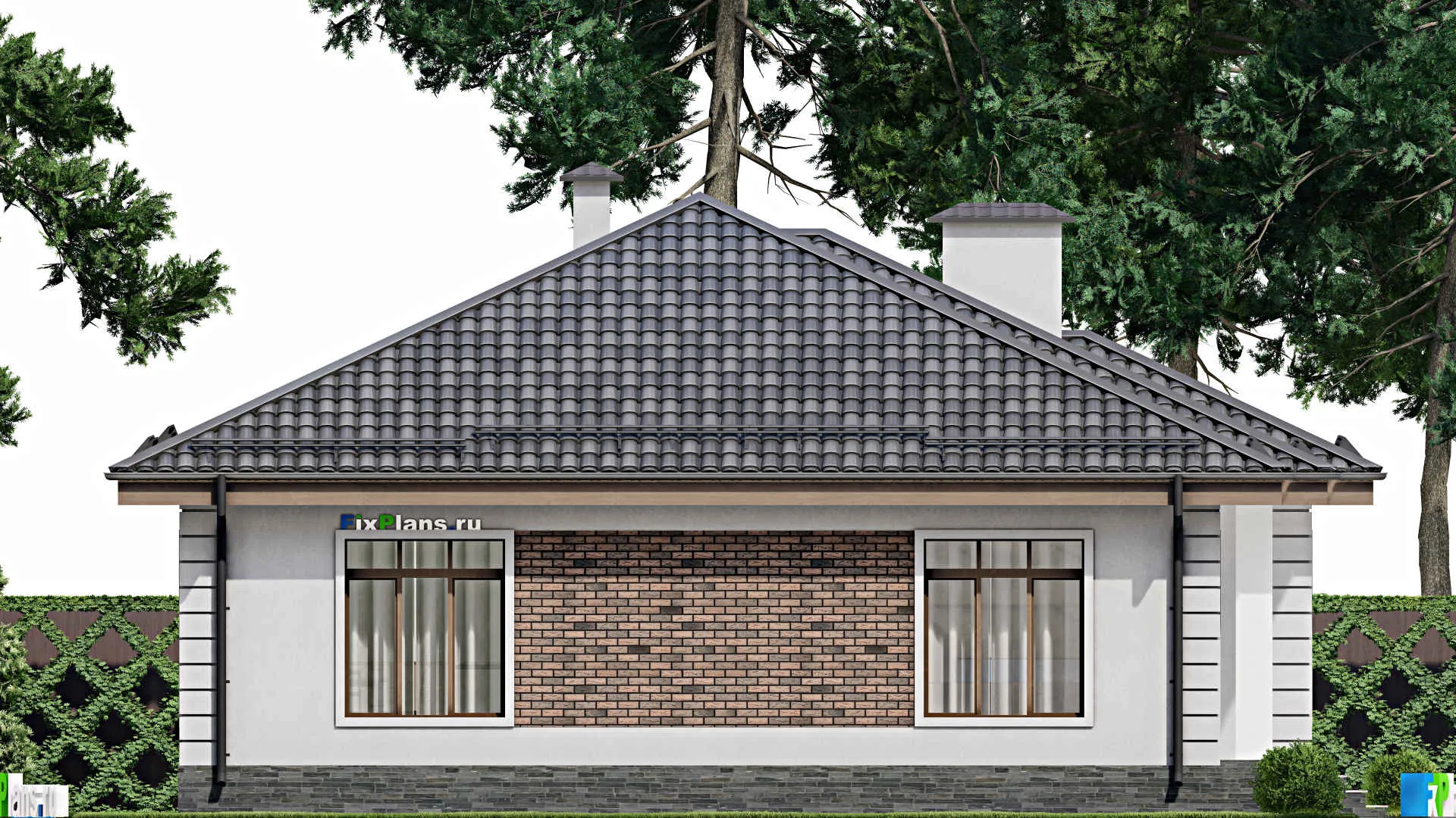 F-8819 - Проект одноэтажного дома 13 на 15, площадью 140 м² с 3 спальнями