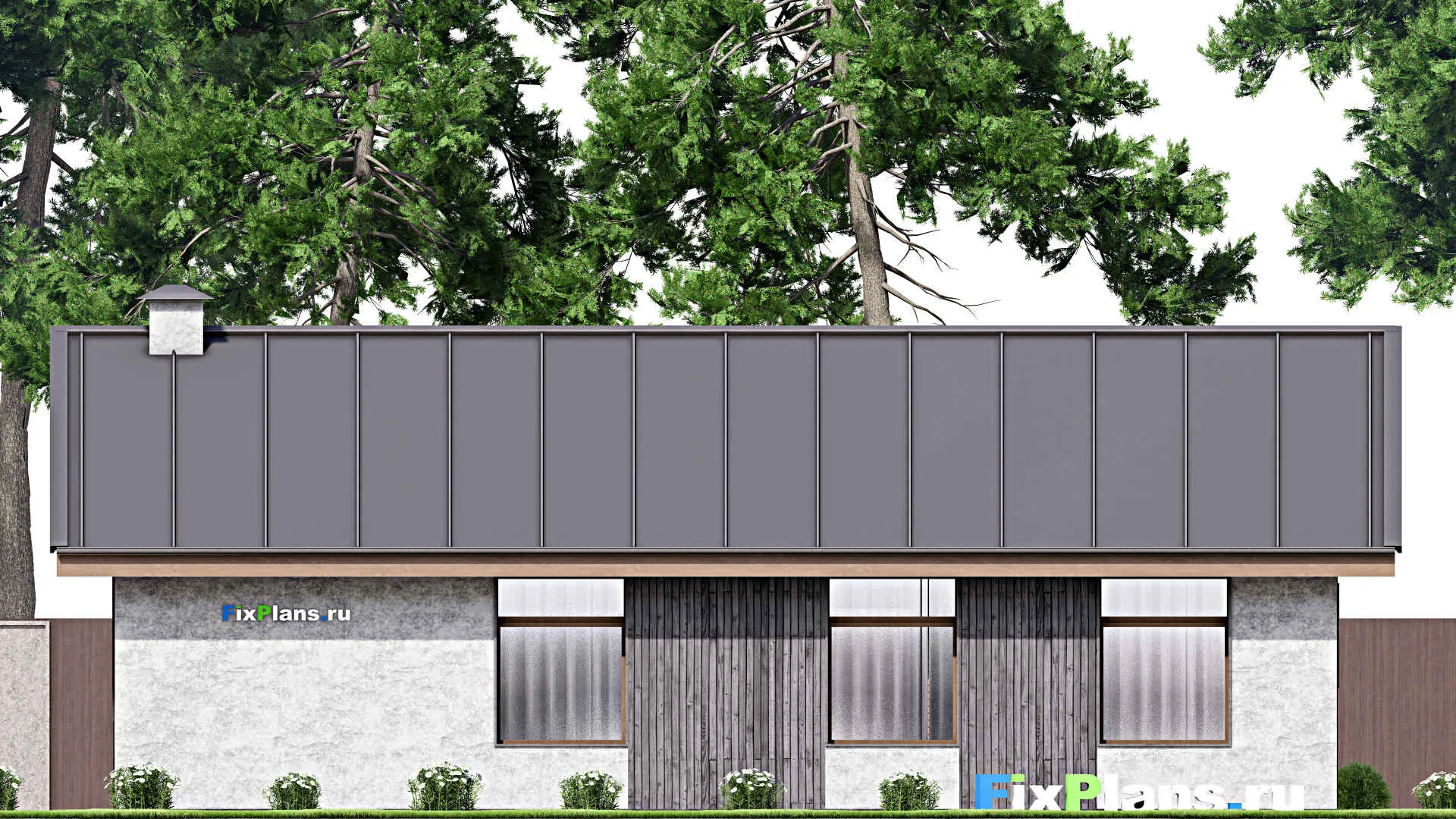 F-14561 - Проект одноэтажного дома 13 на 15, площадью 140 м² с террасой и 3 спальнями