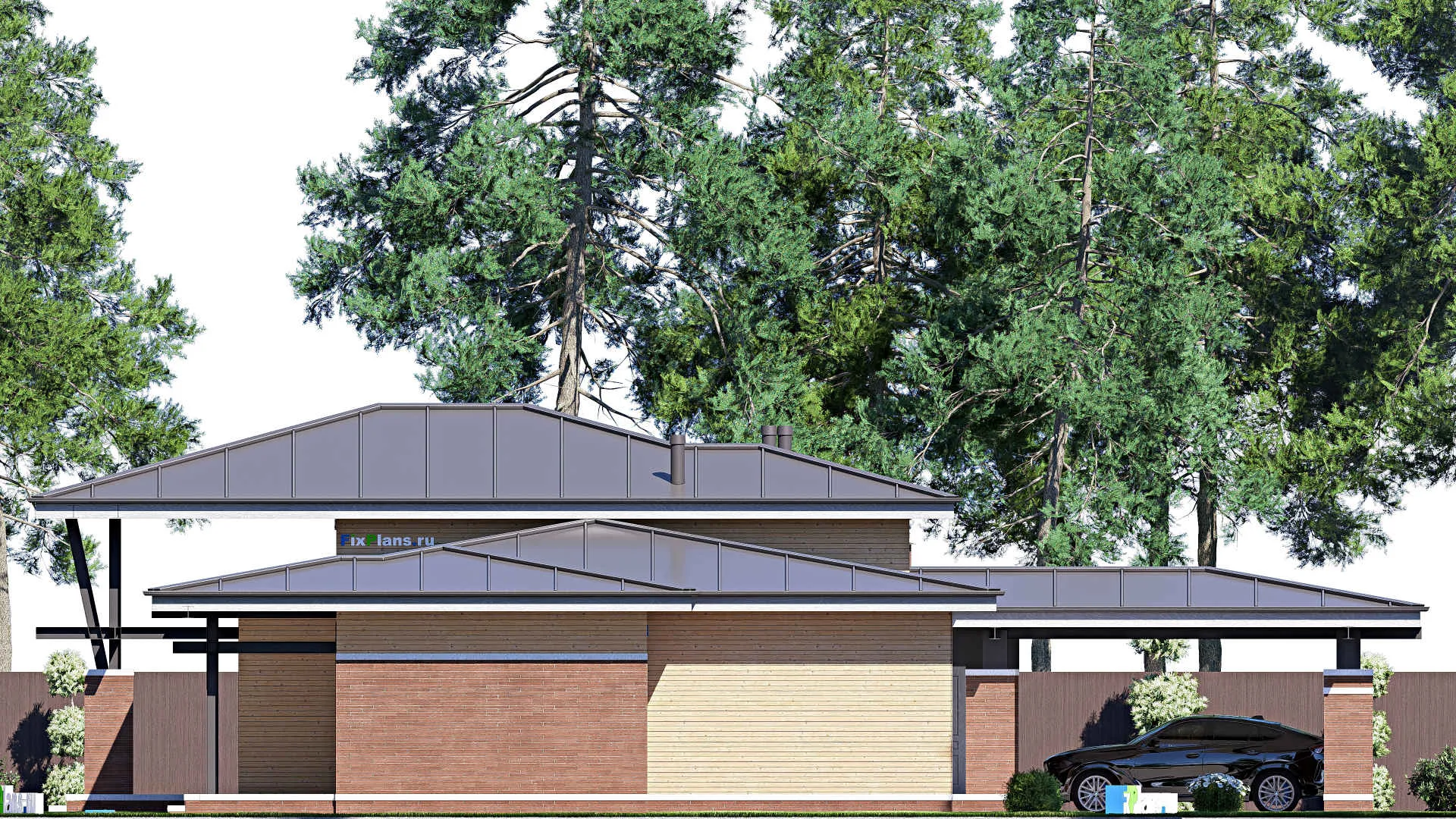 F-18863 - Проект одноэтажного дома 22 на 23, площадью 270 м² с террасой и 3 спальнями