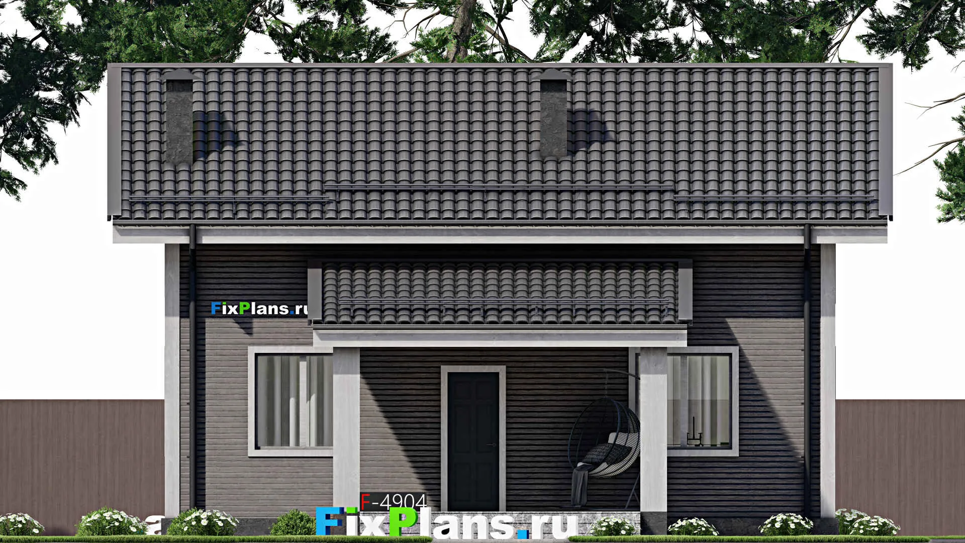 F-4904 - Проект дома с мансардой 8 на 10, площадью 130 м² с террасой и 4 спальнями