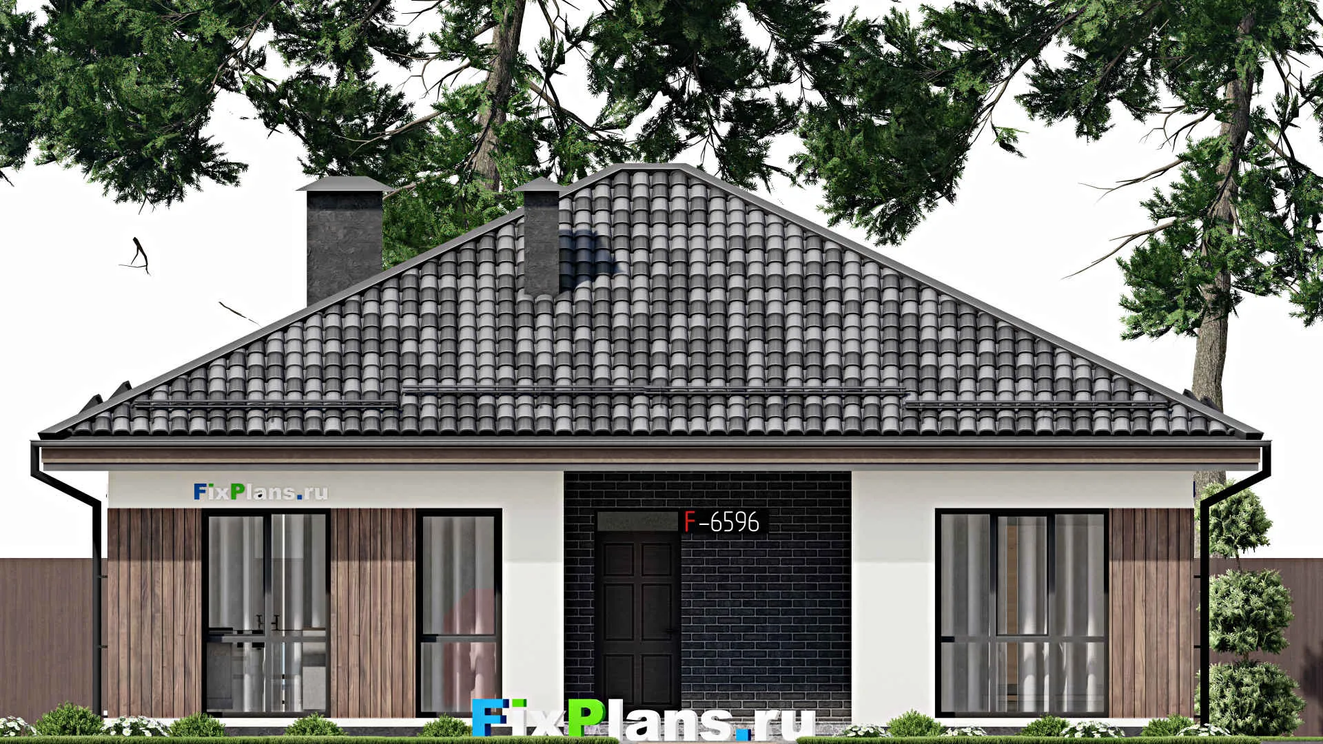 F-6596 - Проект одноэтажного дома 12 на 13, площадью 120 м² с 3 спальнями