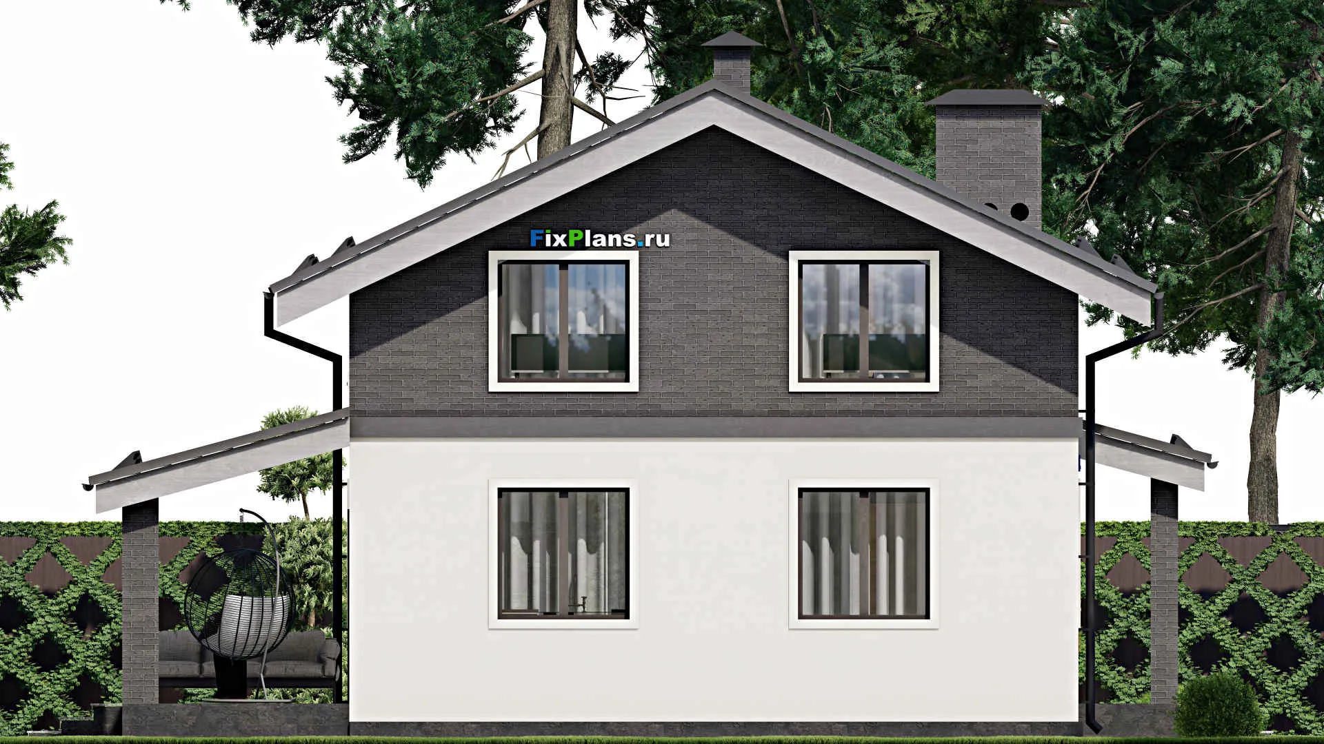 F-4751 - Проект дома с мансардой 10 на 12, площадью 140 м² с террасой и 3 спальнями