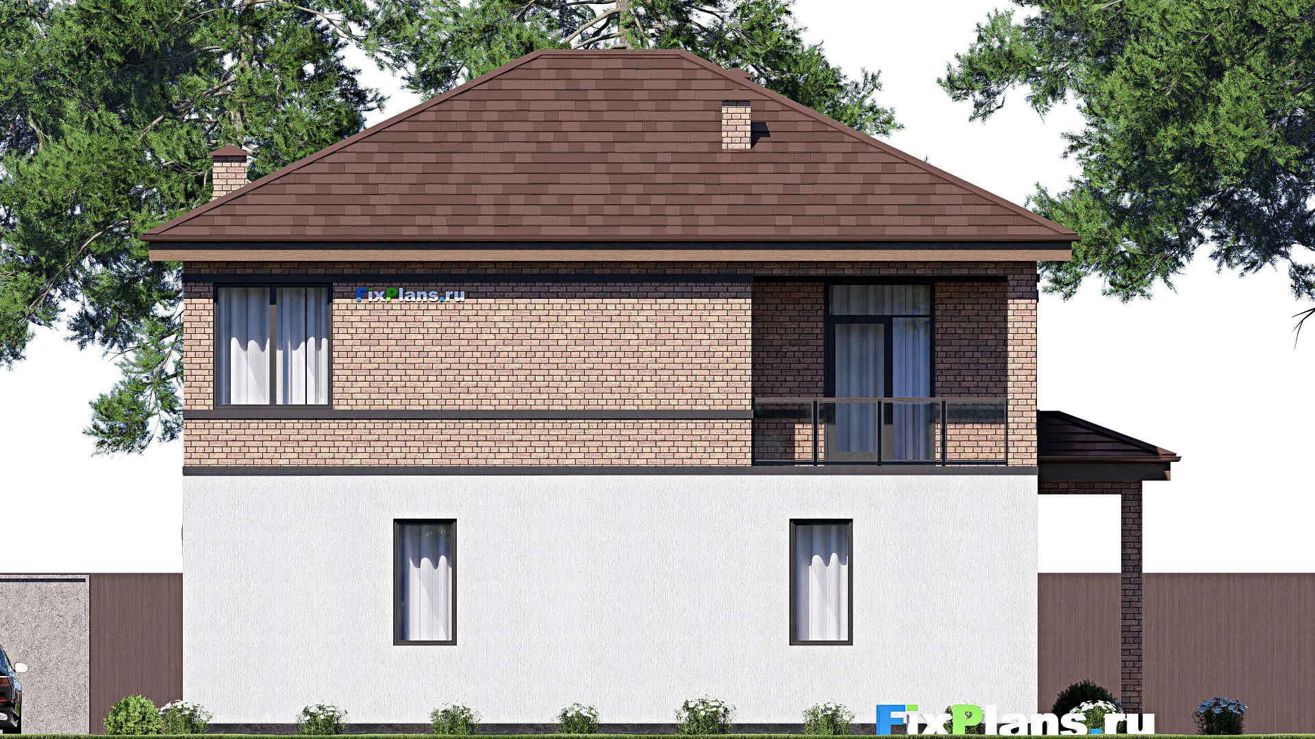 F-17675 - Проект двухэтажного дома 13 на 14, площадью 200 м² с террасой, балконом и 4 спальнями