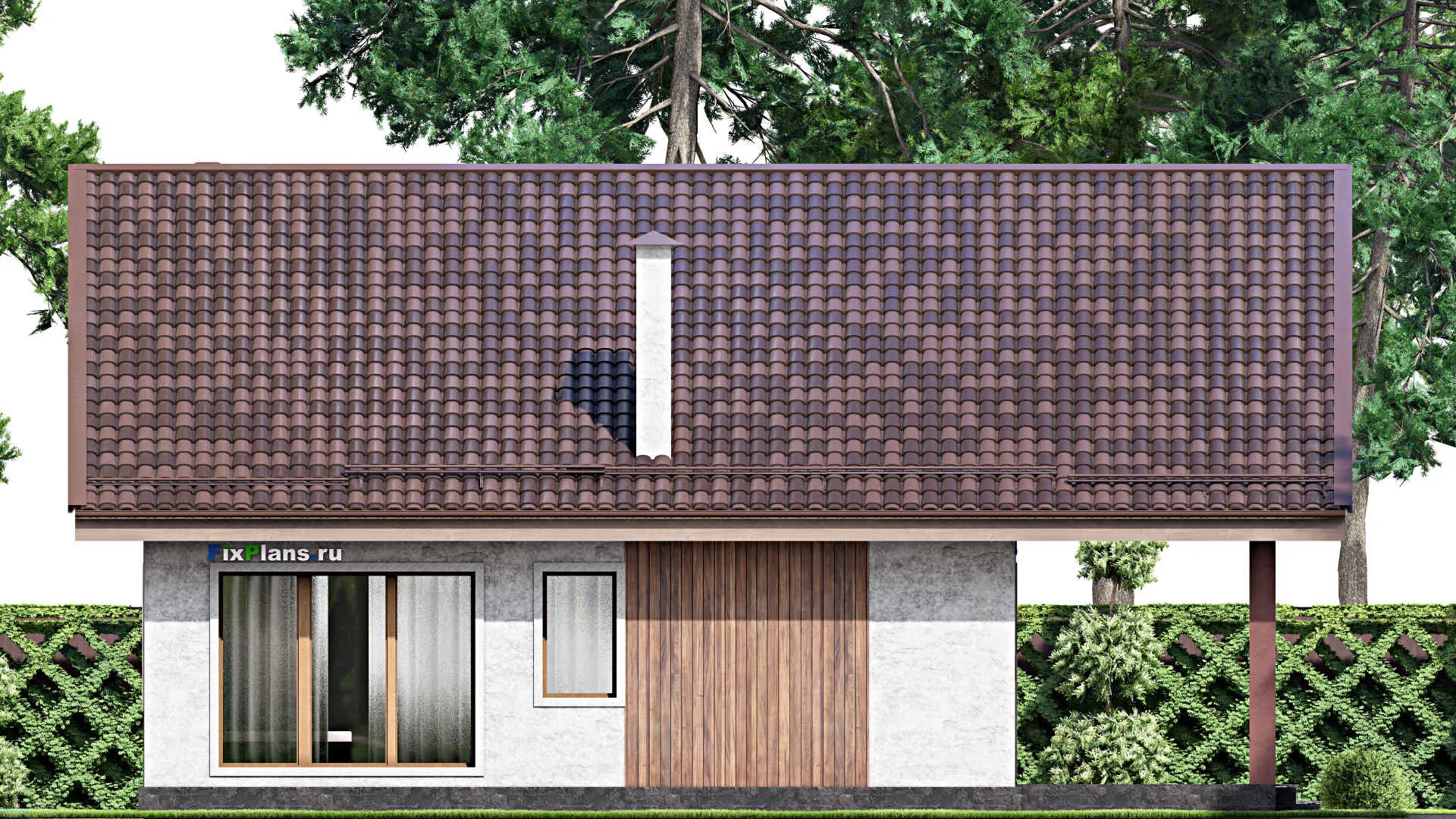 F-13373 - Проект одноэтажного дома 14 на 16, площадью 170 м² с террасой и 3 спальнями