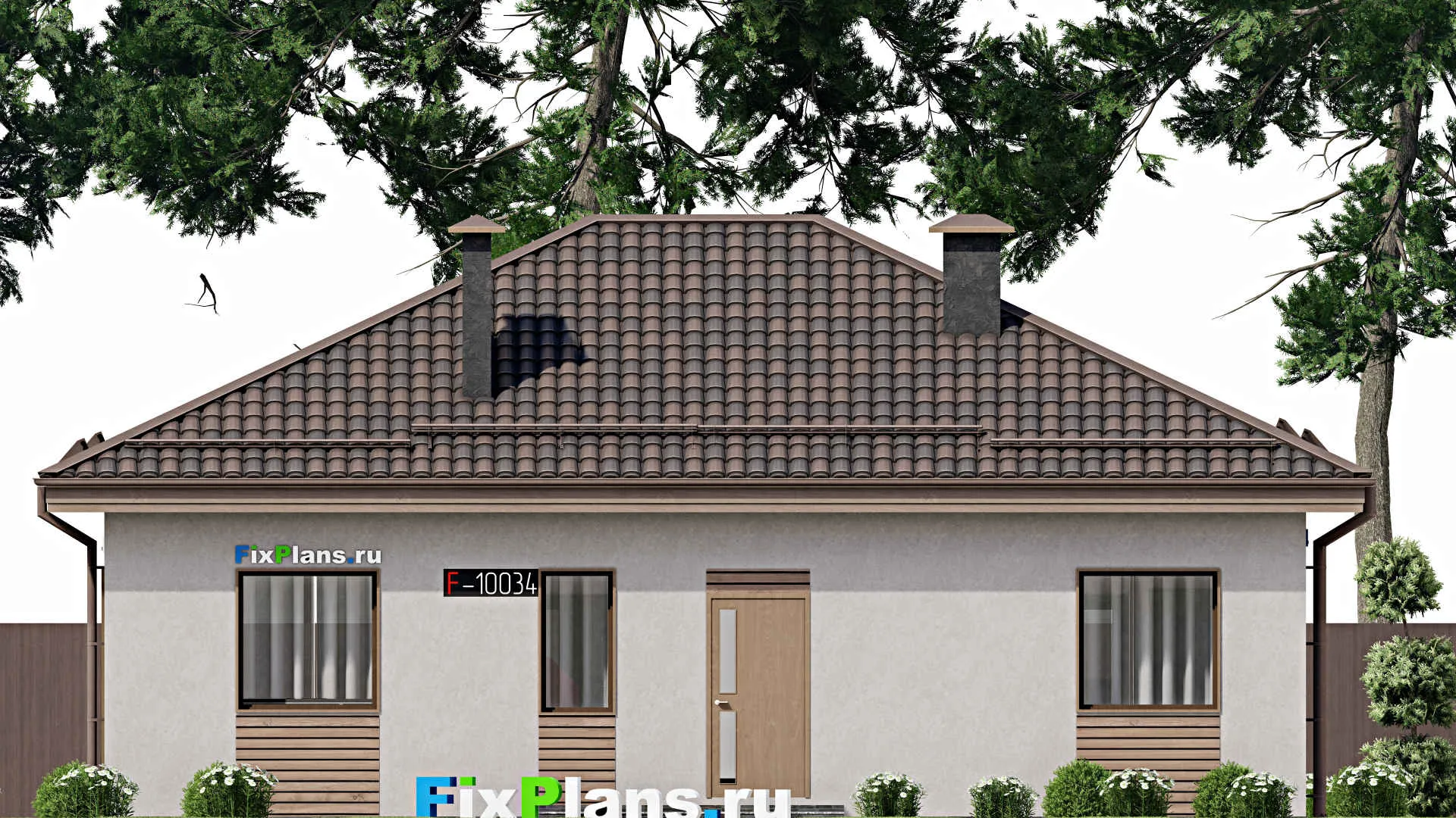 F-10034 - Проект одноэтажного дома 12 на 13, площадью 110 м² с 3 спальнями