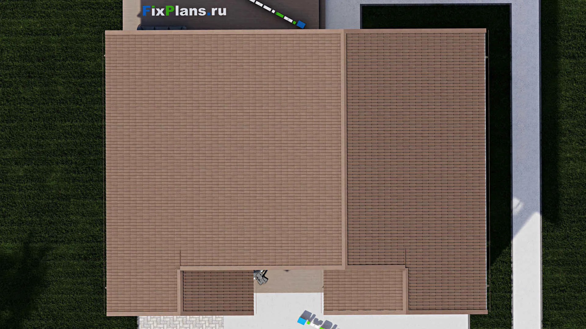 F-0260 - Проект двухэтажного дома 12 на 17, площадью 280 м² с террасой, балконом, гаражом на 1 машину и 4 спальнями