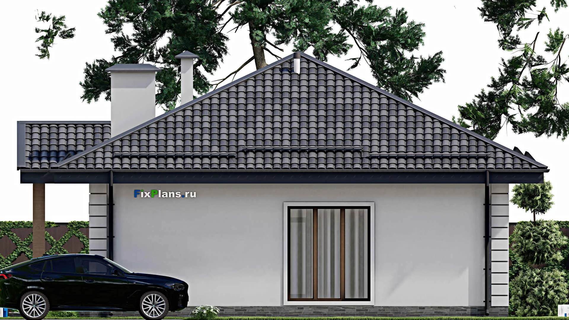 F-8756 - Проект одноэтажного дома 12 на 12, площадью 100 м² с 2 спальнями