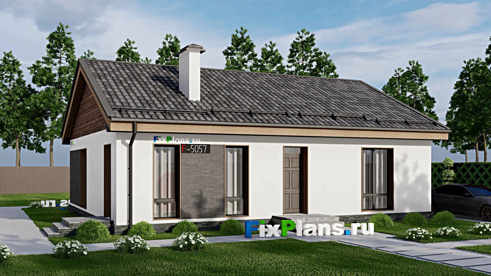 F-5057 - Проект одноэтажного дома 10 на 11, площадью 110 м² с 3 спальнями