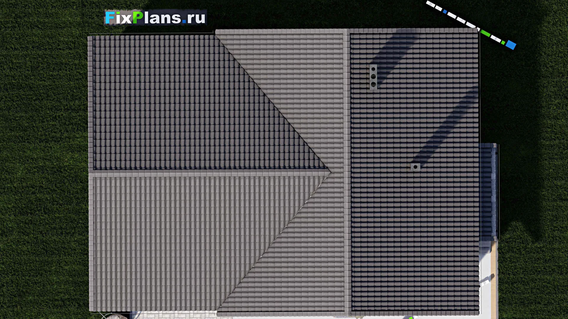 F-0071 - Проект дома с мансардой 10 на 15, площадью 190 м² с балконом, гаражом на 2 машины и 4 спальнями
