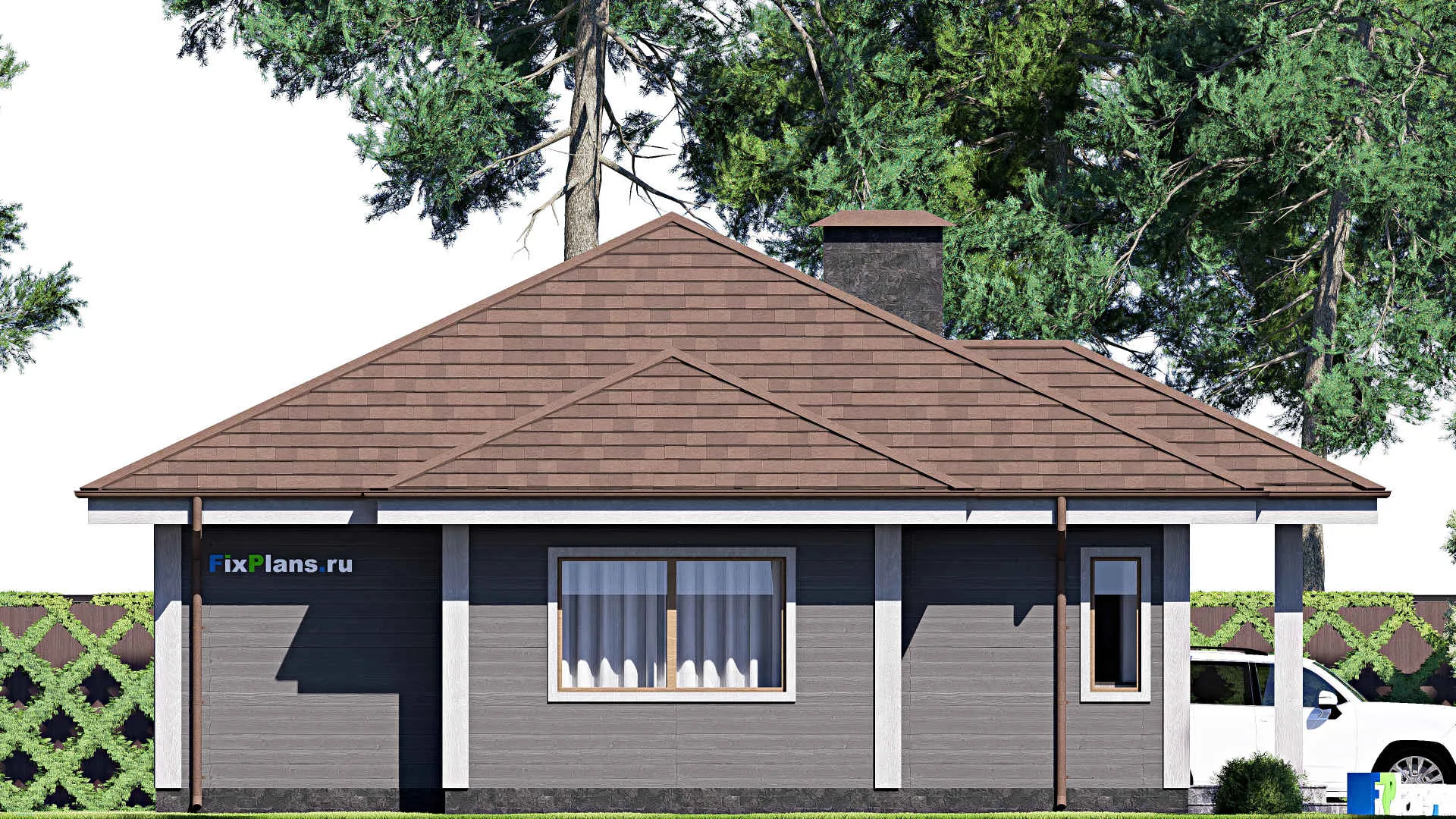 F-17027 - Проект одноэтажного дома 13 на 16, площадью 130 м² с 3 спальнями