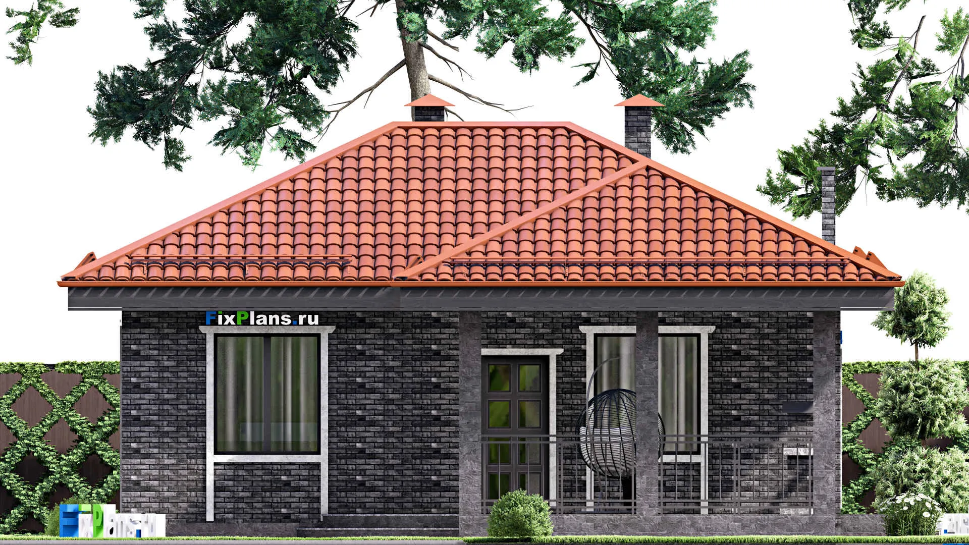 F-14993 - Проект бани 11 на 13, площадью 90 м² с комнатой отдыха, терассой и санузлом