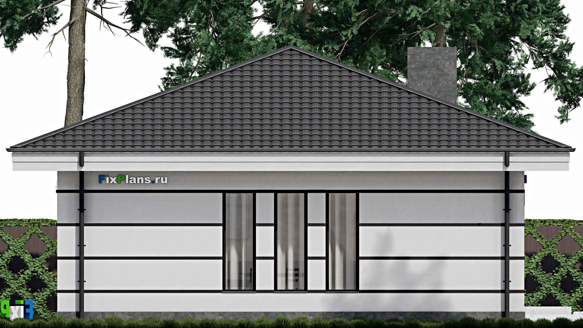 F-0692 - Проект одноэтажного дома 11 на 14, площадью 120 м² с 3 спальнями