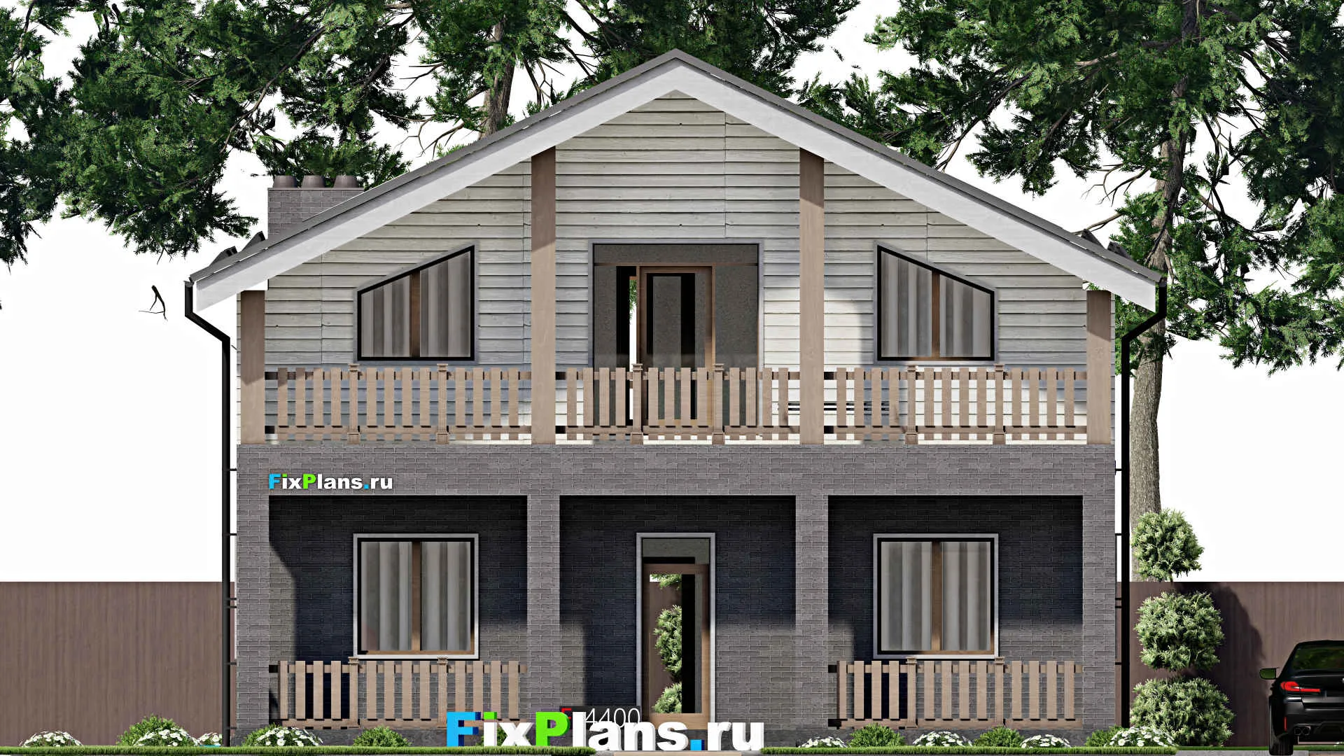 F-4400 - Проект двухэтажного дома 10 на 11, площадью 280 м² с террасой, балконом и 3 спальнями